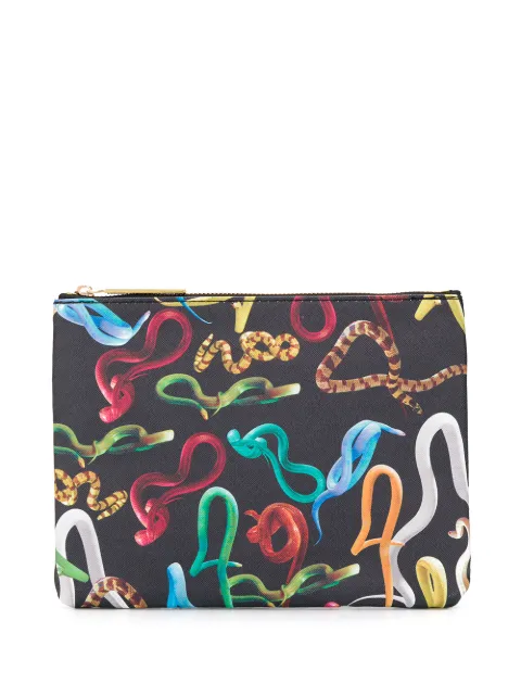 Seletti serpent-print make-up bag