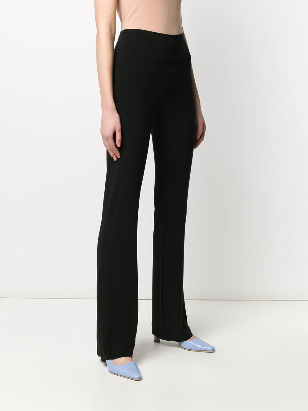 Shop Norma Kamali High Waisted Straight-leg Trousers In Black