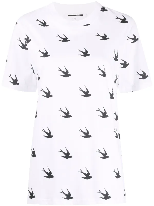 alexander mcqueen swallow print t shirt