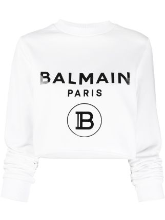 Balmain Logo Cropped Sweatshirt - Farfetch