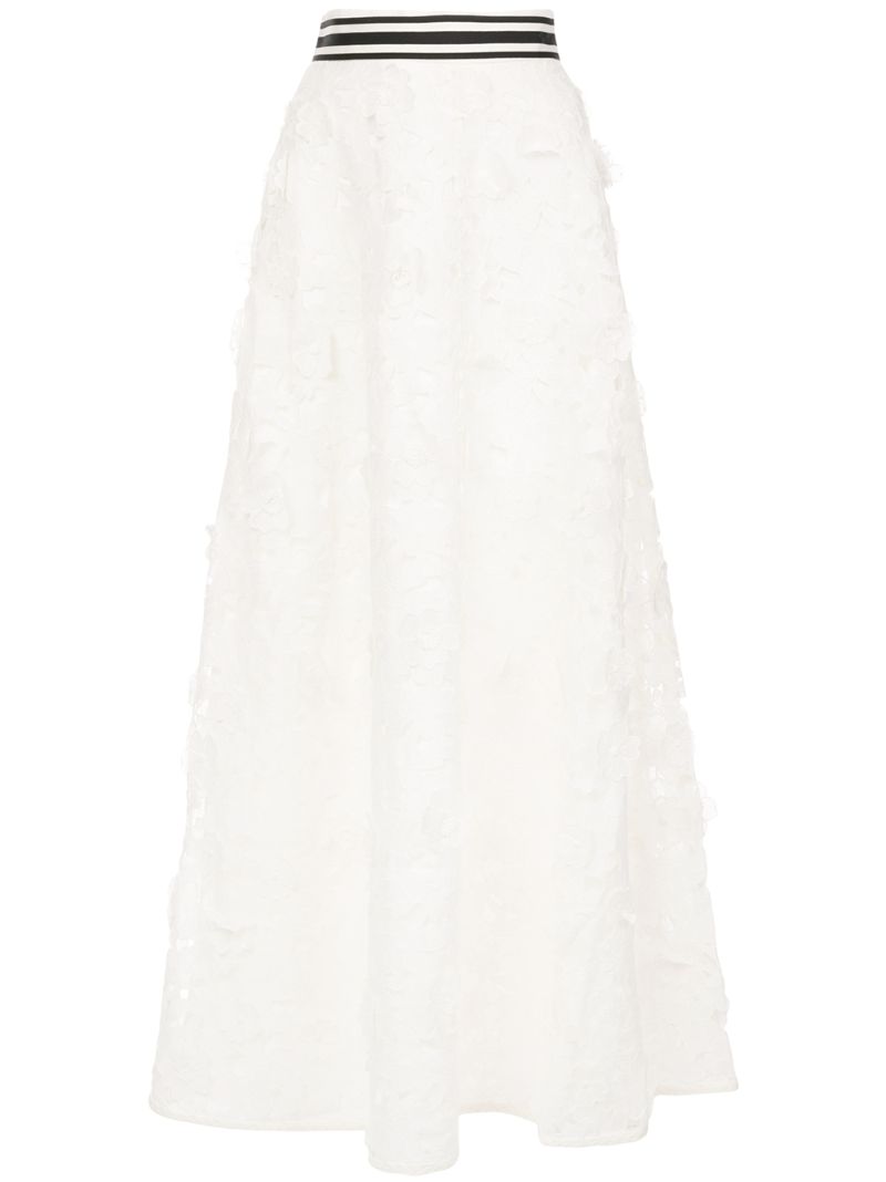 Zimmermann A-line Cut Out Floral Skirt In White