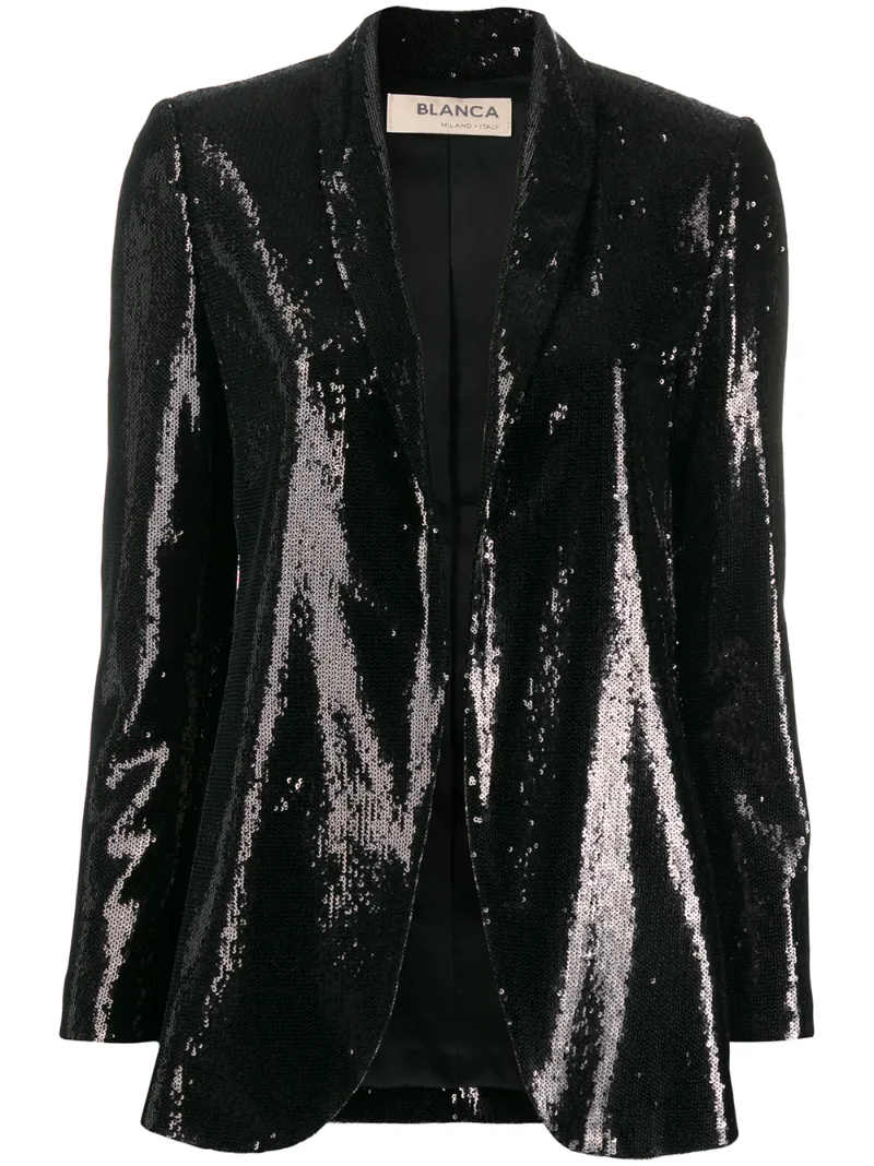 BLANCA SEQUINED OPEN-FRONT BLAZER