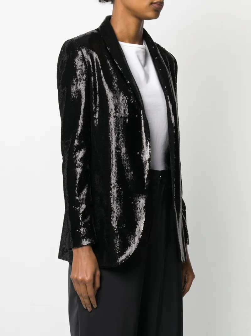 BLANCA SEQUINED OPEN-FRONT BLAZER