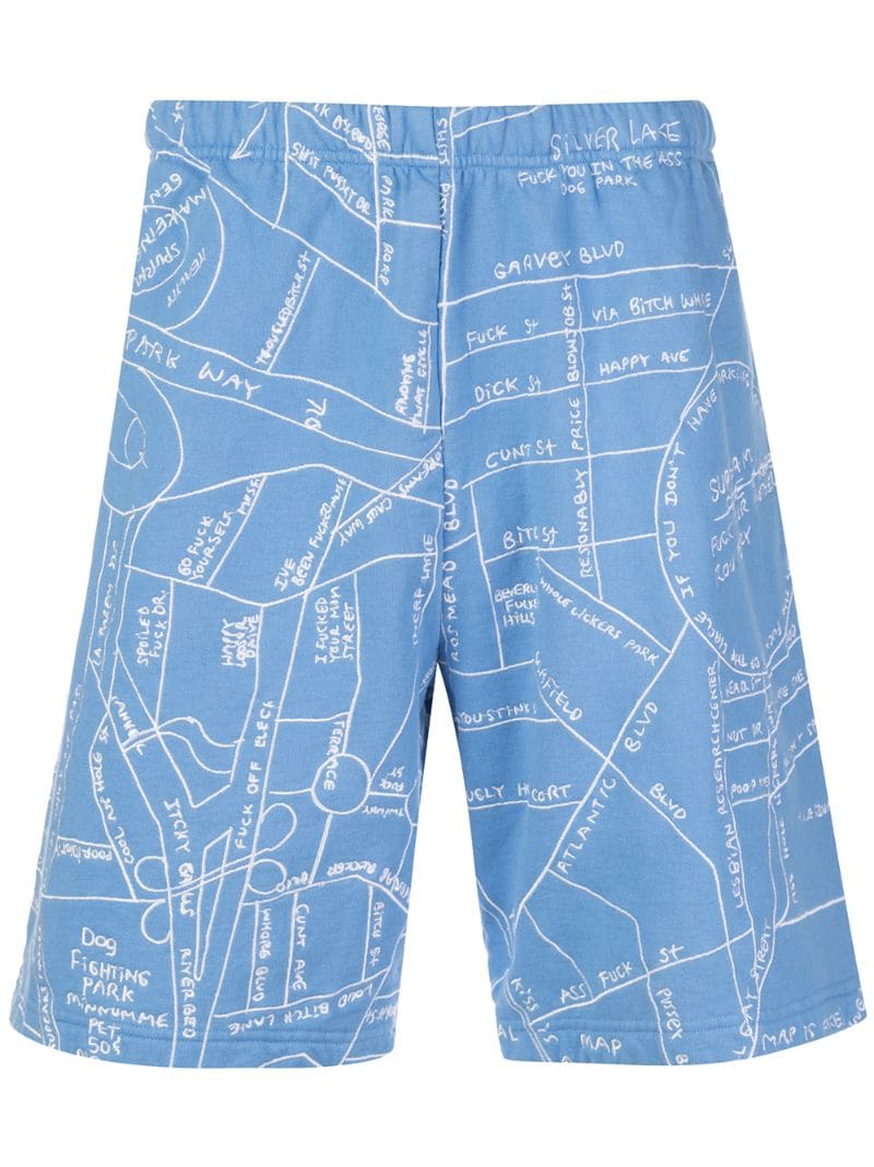 Supreme Gonz Embroidered Map Shorts In Blue