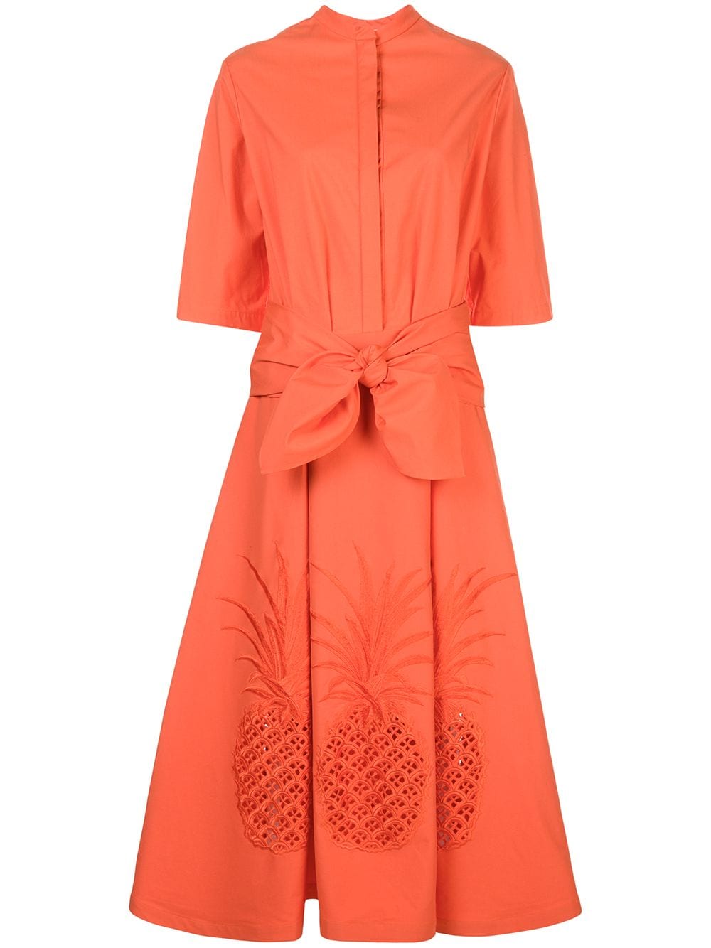 Oscar De La Renta Pineapple Cut-out Dress In Orange