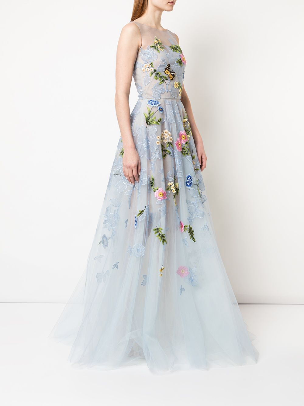 фото Oscar de la renta вечернее платье с цветочной вышивкой