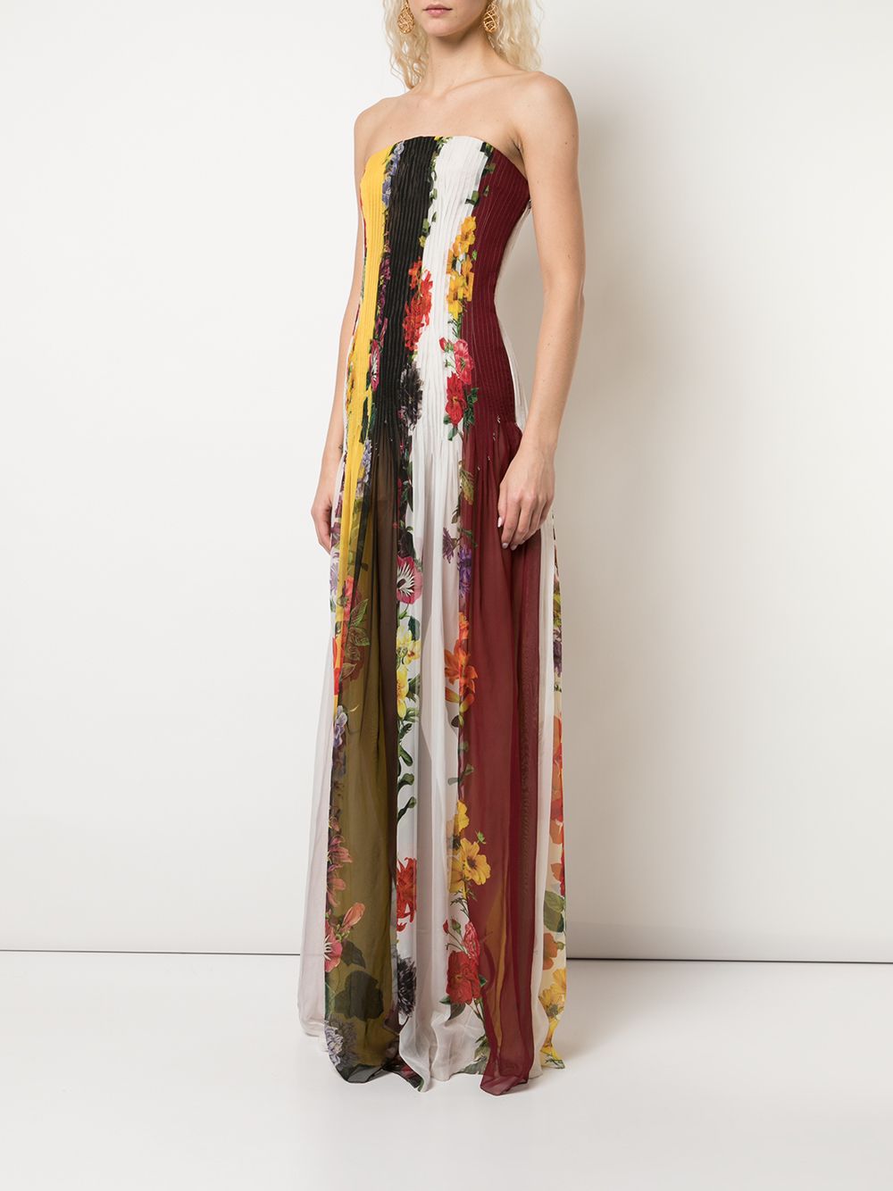 фото Oscar de la renta плиссированное платье с цветочным принтом