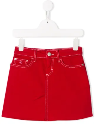 calvin klein red denim skirt