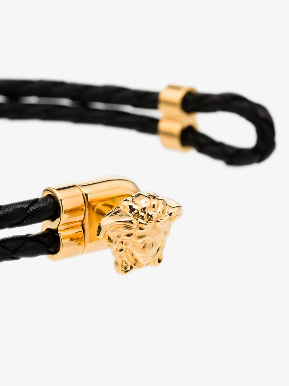 Shop Versace Black Medusa Leather Bracelet