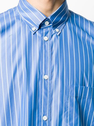 Balenciaga striped logo shirt blue | MODES