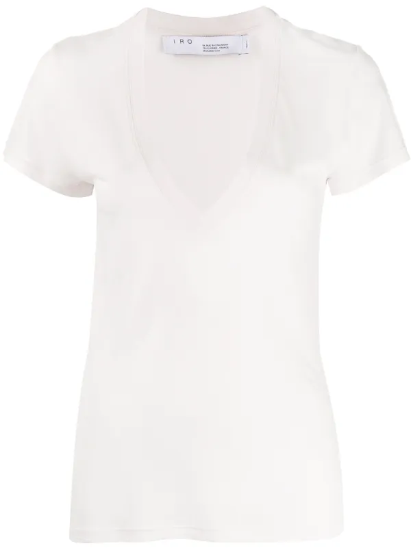 white deep v neck t shirt