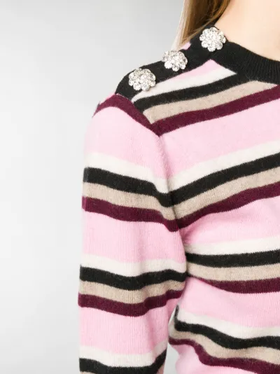 GANNI striped cashmere jumper pink | MODES