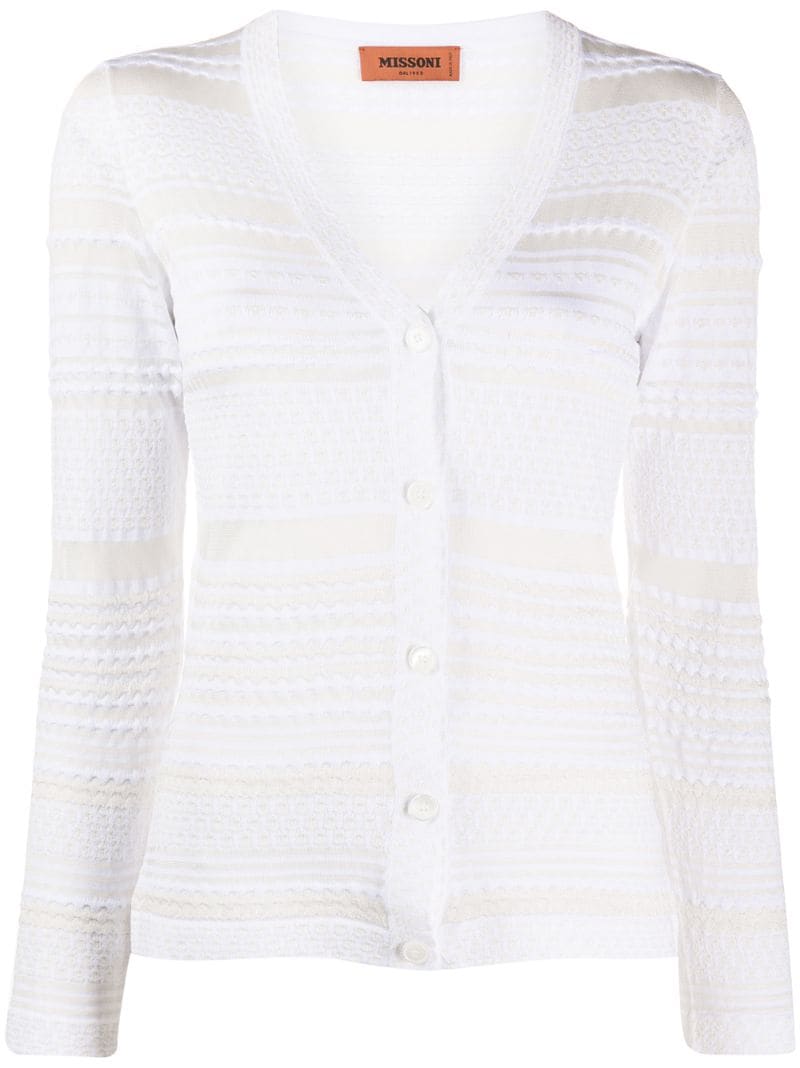 Missoni Striped-pattern Buttoned Cardigan In White