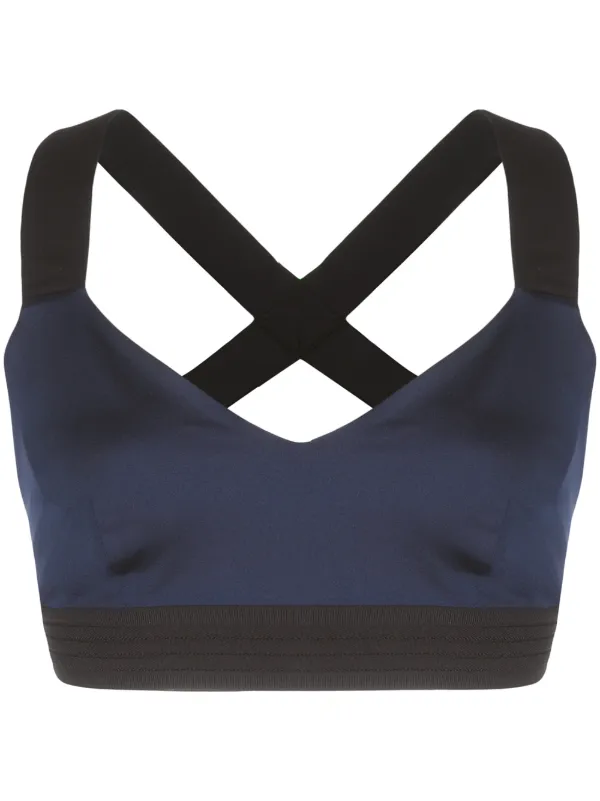 black v neck sports bra