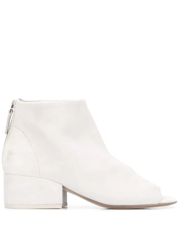 white open toe ankle boots