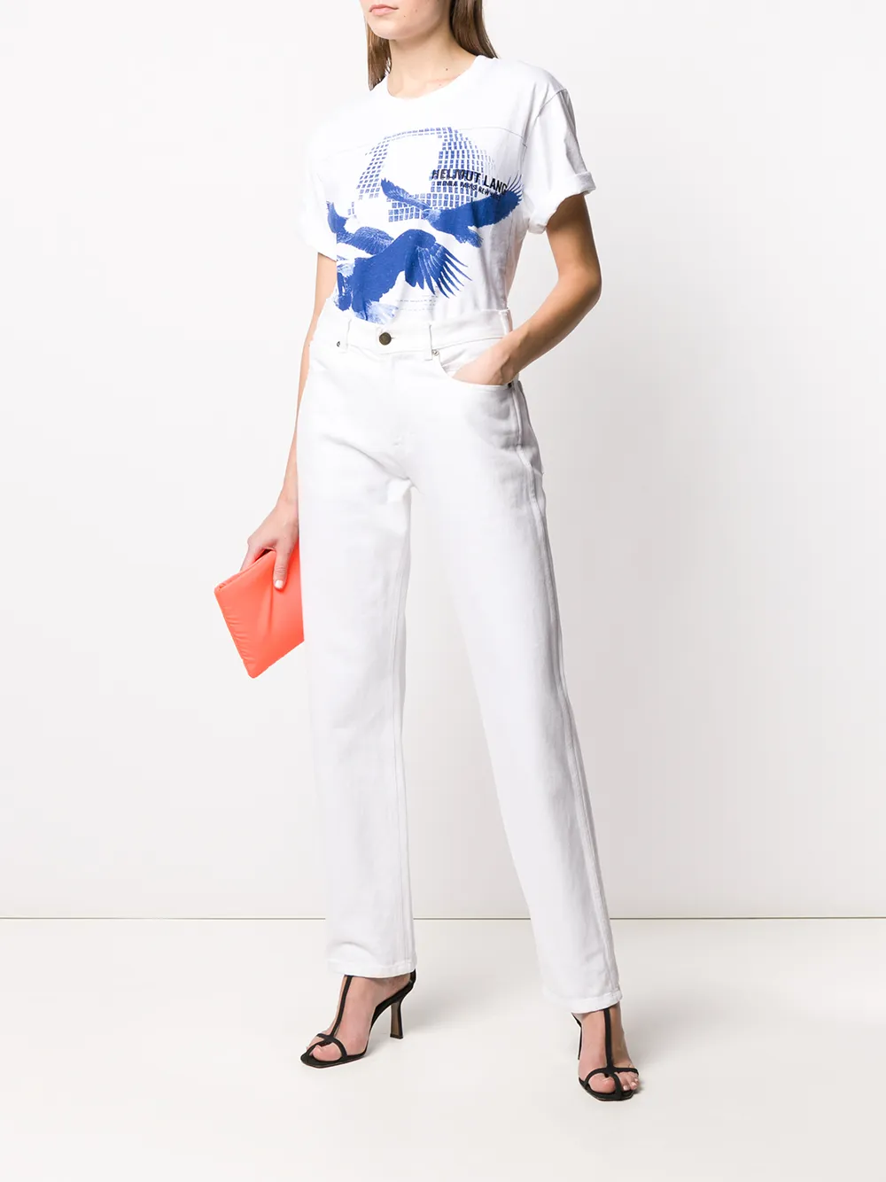  Helmut Lang T Shirt Mit Adler Print   Vo2 Chalk White 