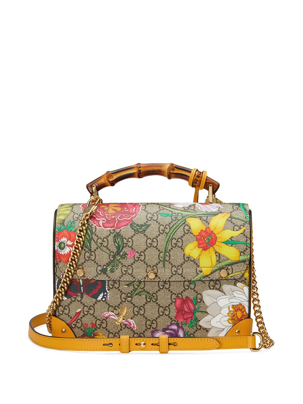 Gucci Padlock Detail Flora Pattern Shoulder Bag - Farfetch