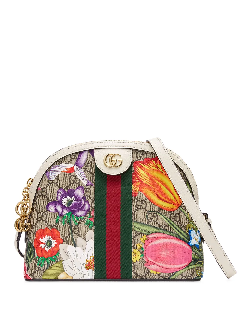 Gucci Supreme Monogram Flora Web Small Ophidia Chain Shoulder Bag