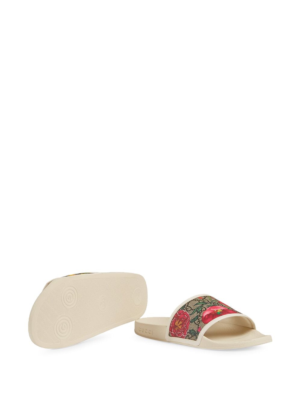 Shop white Gucci GG Flora pattern slides with Express Delivery - Farfetch