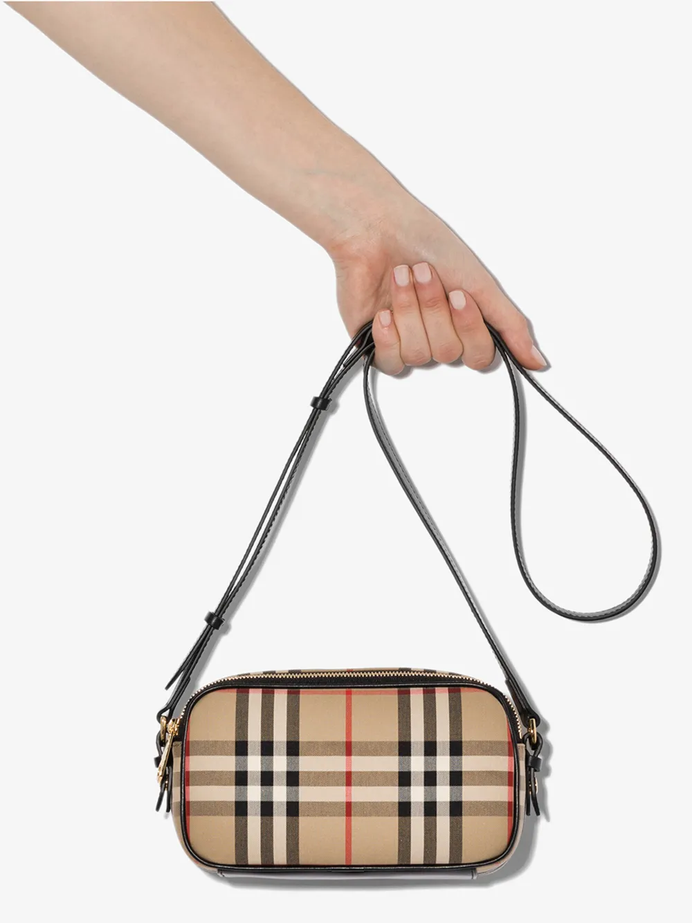 BURBERRY BURBERRY BEIGE VINTAGE CHECK CAMERA BAG,802234514726994