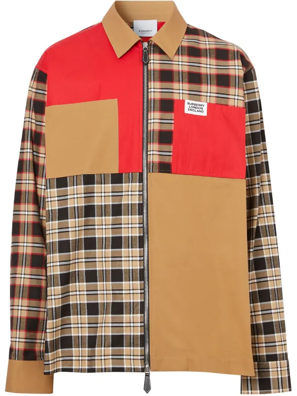 Burberry カラーブロック チェック シャツ Farfetch