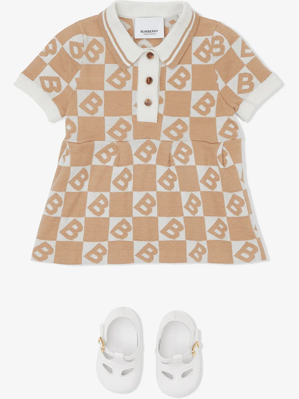 фото Burberry kids платье с воротником-поло и логотипом b