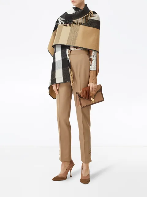 burberry check wool cashmere cape