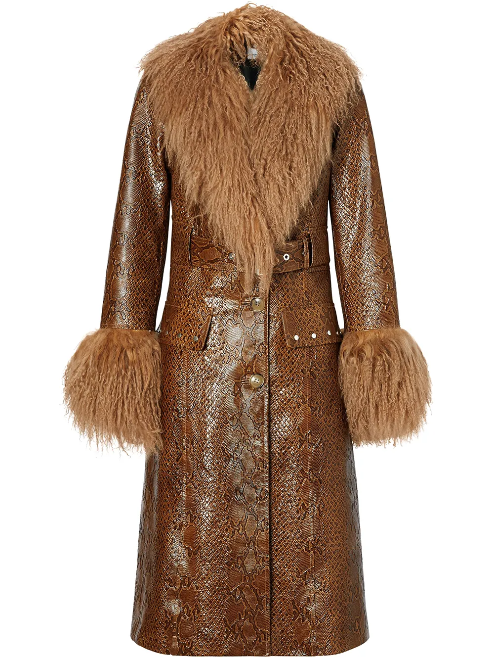 Burberry Ledermantel mit Shearling-Besatz - Braun