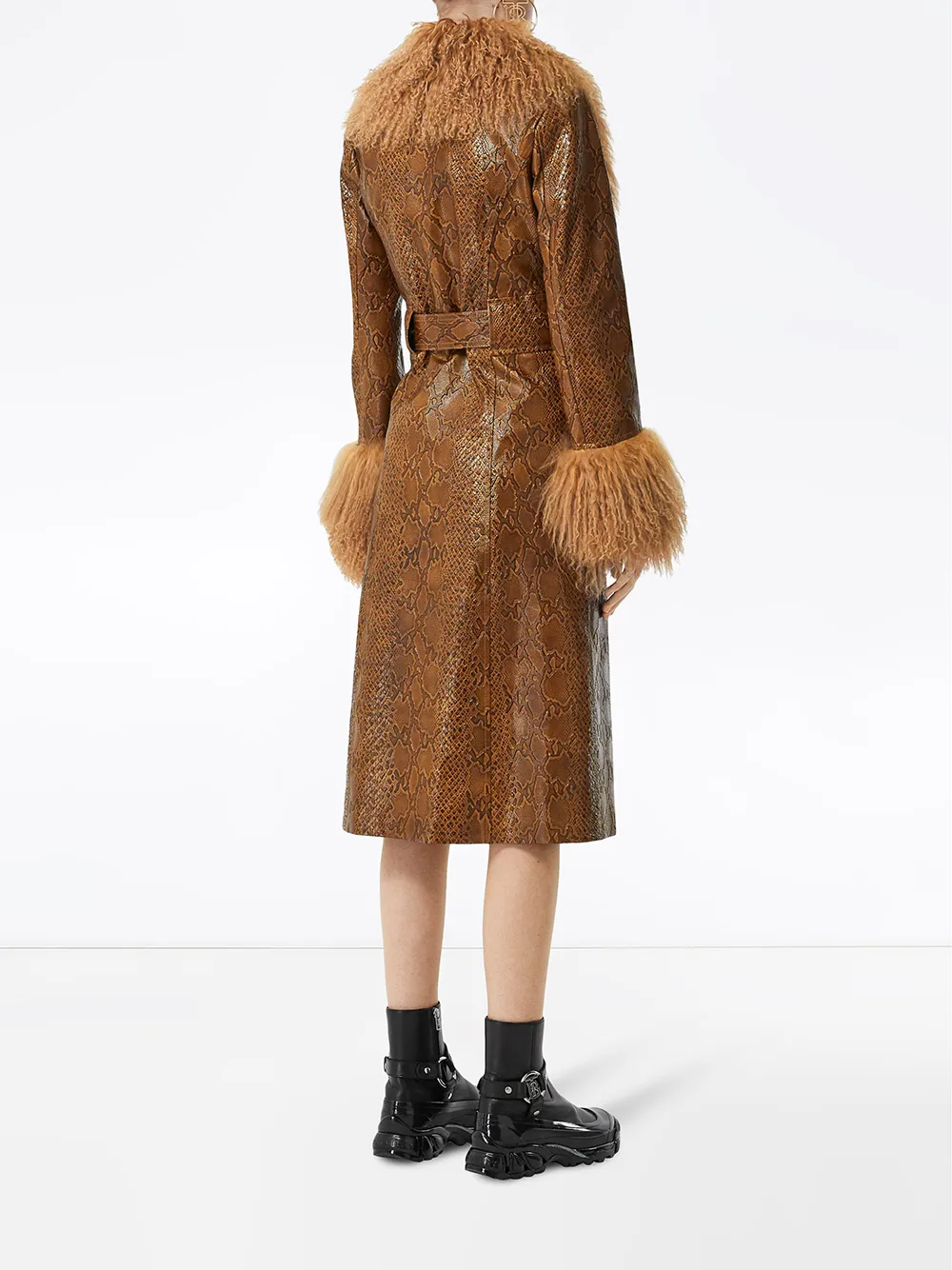 Burberry Jack met slangeneffect en bont afwerking Bruin