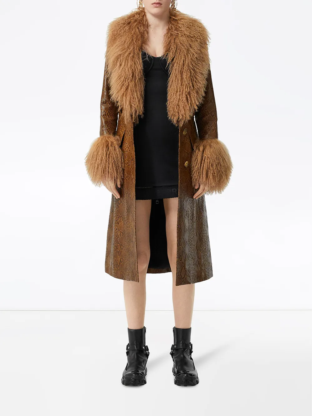 Burberry Jack met slangeneffect en bont afwerking Bruin
