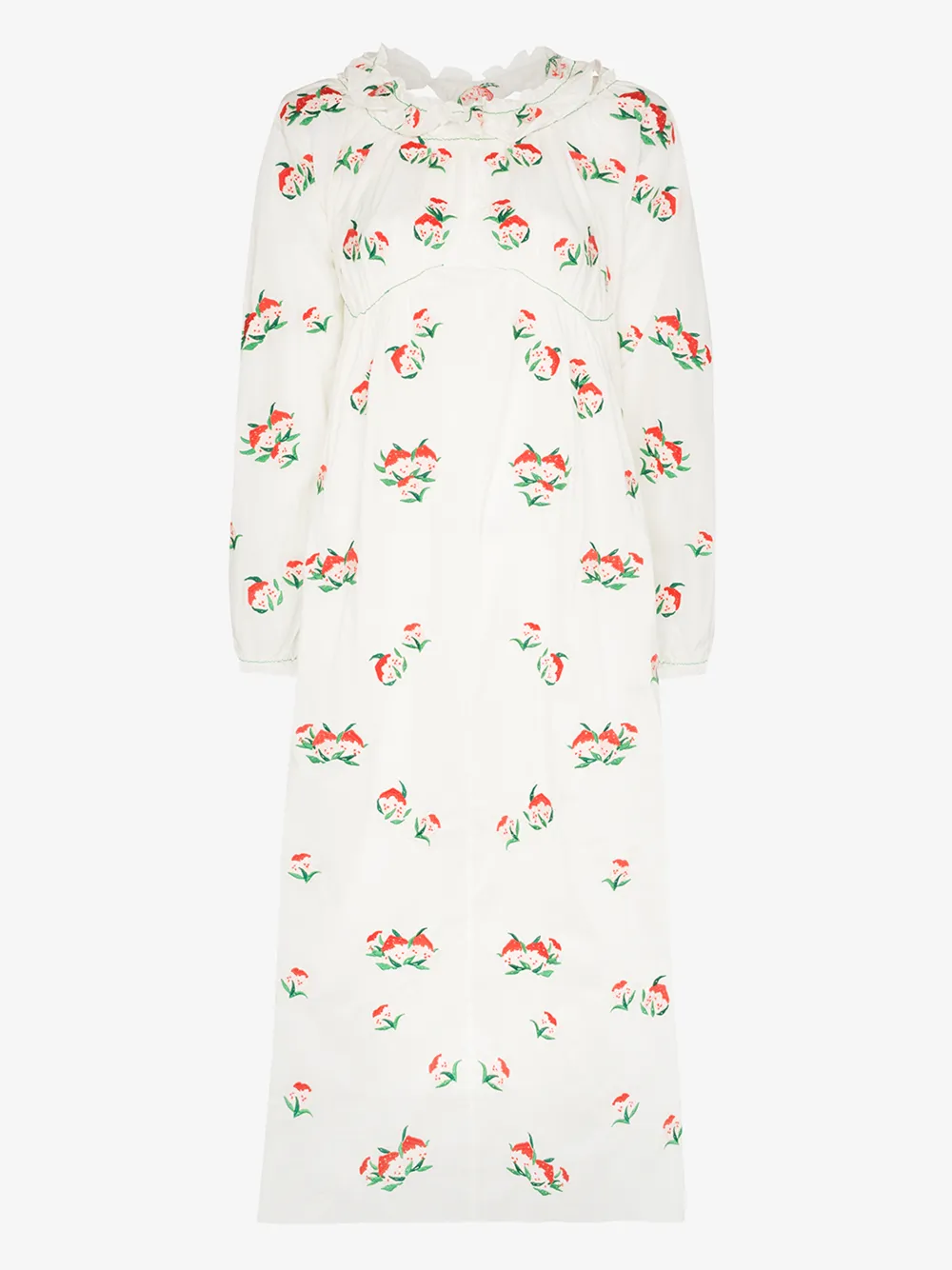 Yuhan Wang Peach Print Cotton Midi Dress In White