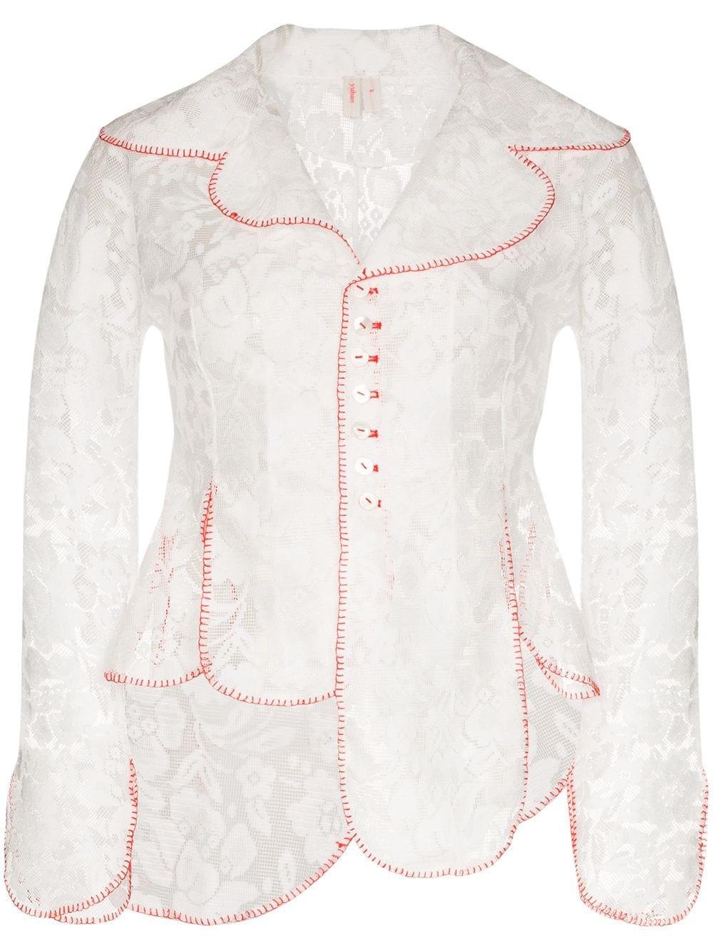 фото Yuhan wang curtain stitch-trimmed lace jacket