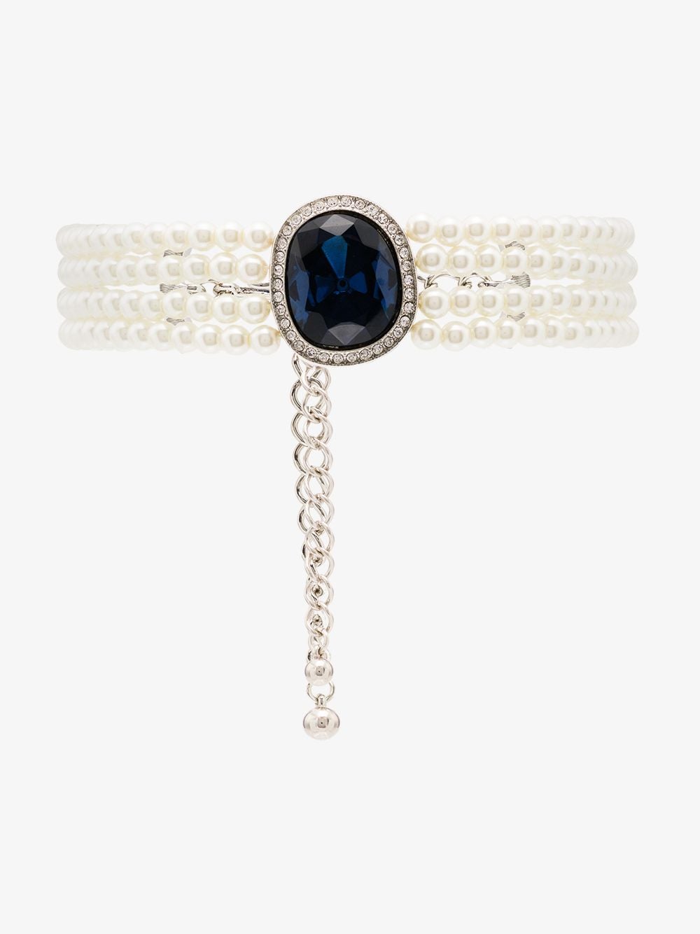 Shop Kenneth Jay Lane Blue Crystal Pearl Choker Necklace