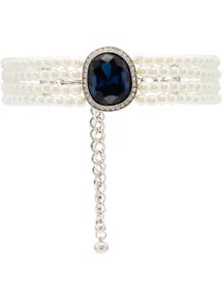 【SENTIMENTS】NO.2 BLUE PEARL NECKLACE▲JAY PARK着用 Barbara Bush Rhinestone Clasp Pearl Necklace