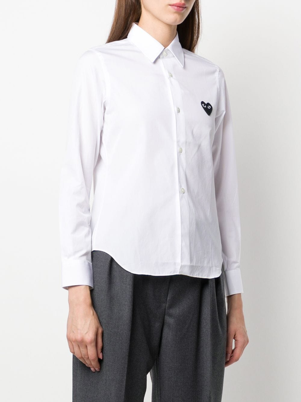 Shop Comme Des Garçons Play Long Sleeve Logo Shirt In White