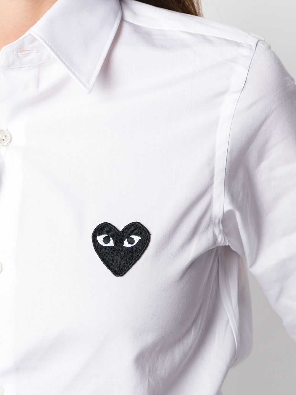 Shop Comme Des Garçons Play Long Sleeve Logo Shirt In White