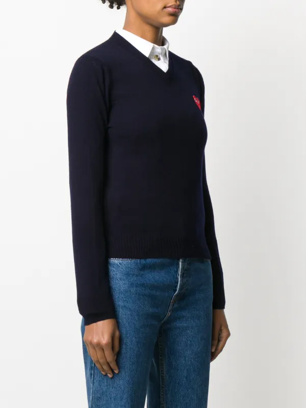 Comme Des Garçons Play Heart Embroidery slim-fit Jumper Blue