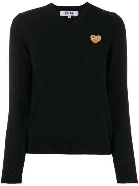 Comme Des Garçons Play heart-patch V-neck wool sweater