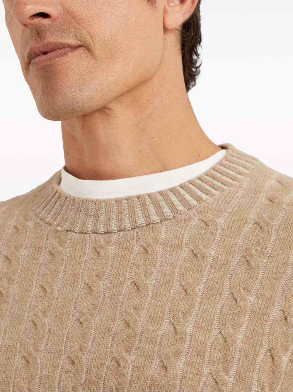 Brunello Cucinelli Cashmere Cable-knit Jumper In Neutrals