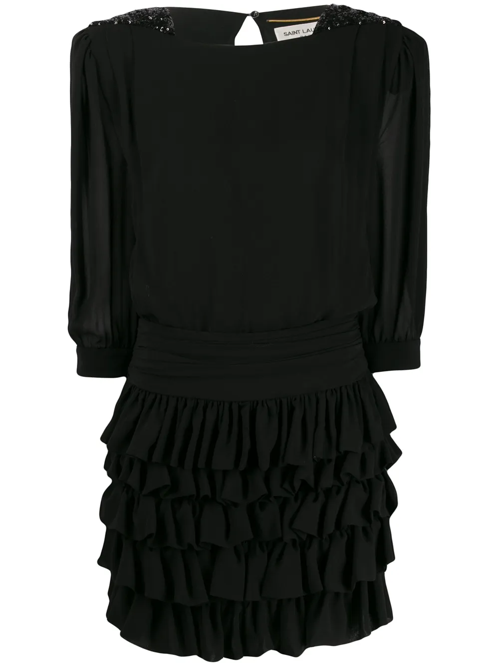 Saint Lau Sequinned Shoulder Ruffled Dress Farfetch Sequinned Shoulder Ruffled Dress
