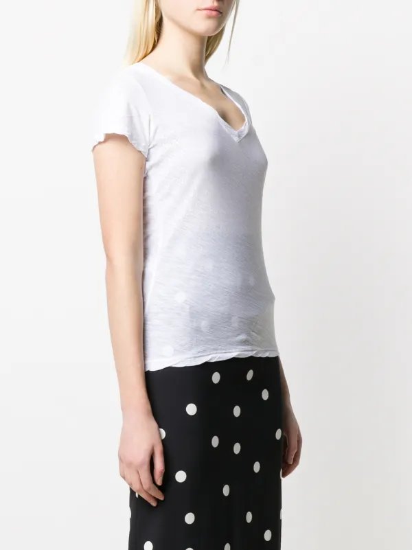 Blouse Femme James Perse, Col Drapé Gris, Taille M (coton, Douce Et Légère)