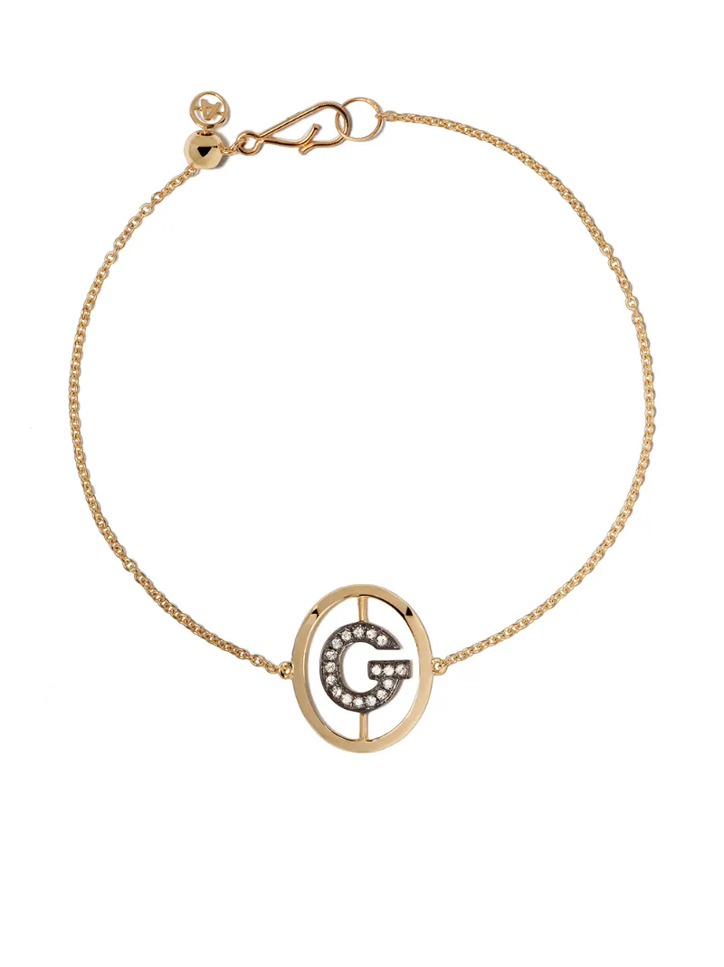 ANNOUSHKA 18KT YELLOW GOLD DIAMOND INITIAL G BRACELET