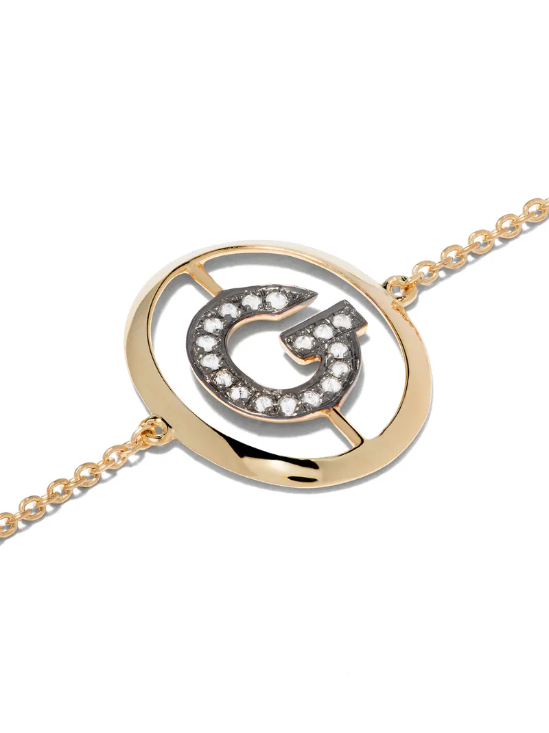 ANNOUSHKA 18KT YELLOW GOLD DIAMOND INITIAL G BRACELET