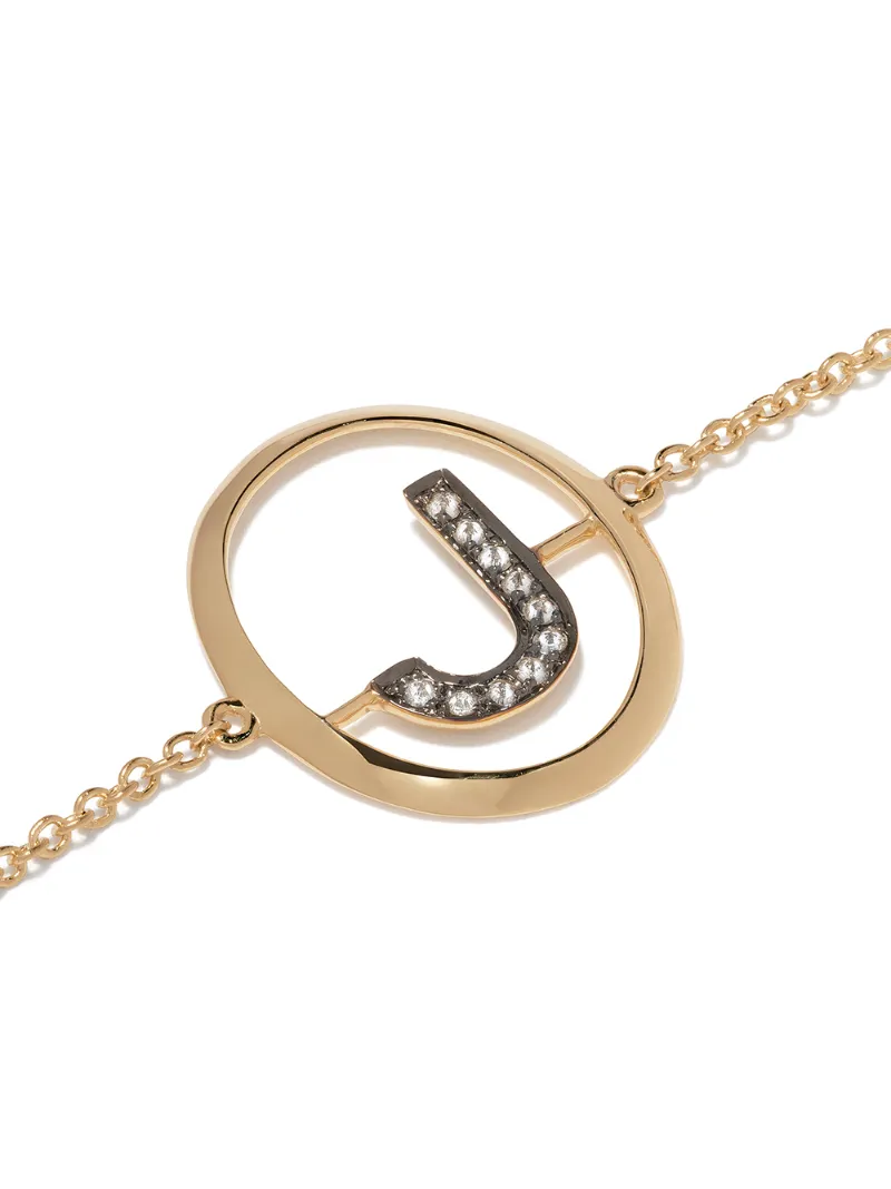ANNOUSHKA 18KT YELLOW GOLD DIAMOND INITIAL J BRACELET