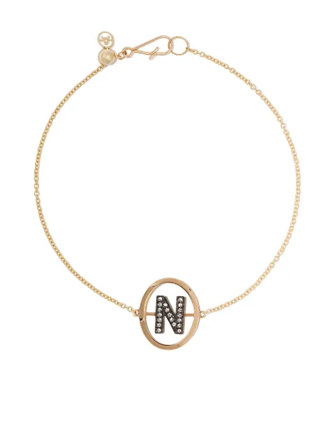 Annoushka 18kt yellow gold diamond initial N bracelet