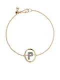 Annoushka 18kt yellow gold diamond initial P bracelet