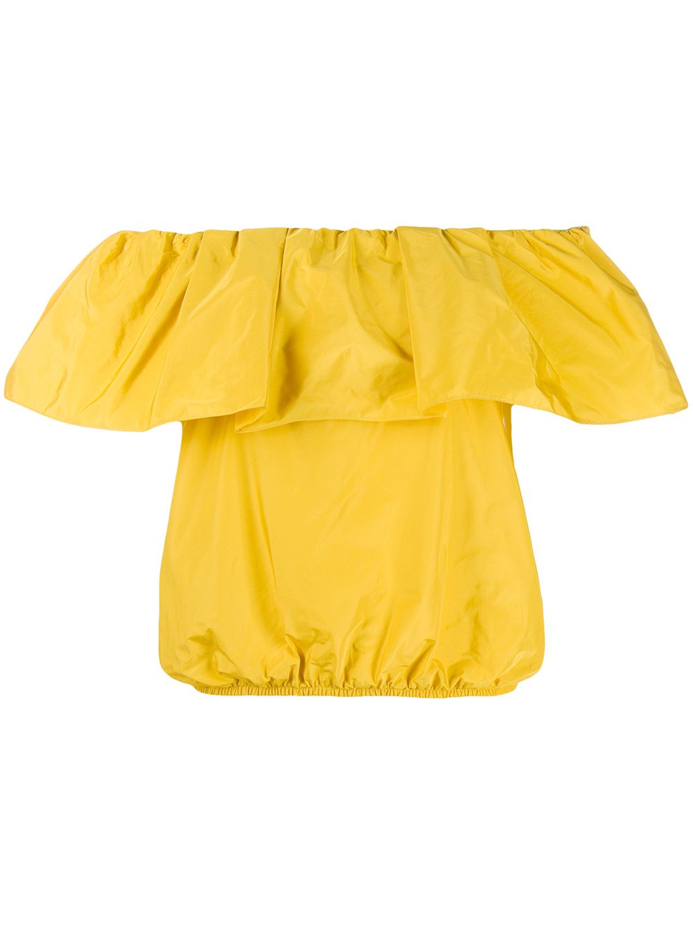 Shop Pinko Ruffled Off-shoulder Blouse In Yellow