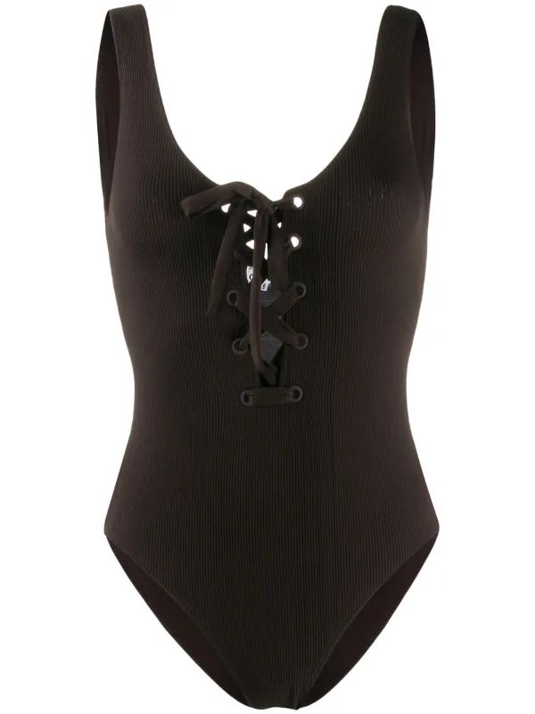 black textured swimsuit