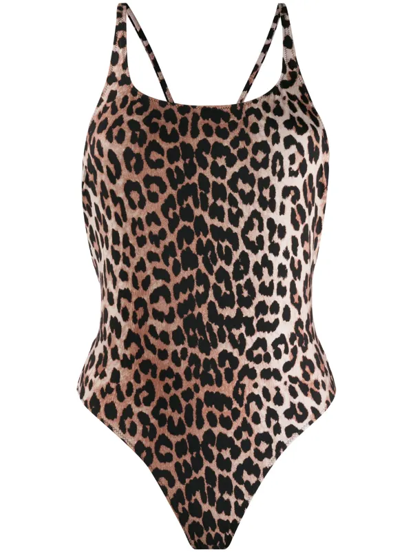 ganni leopard print swimsuit