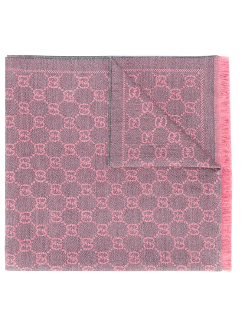 Gucci Gg Wool Scarf In Pink